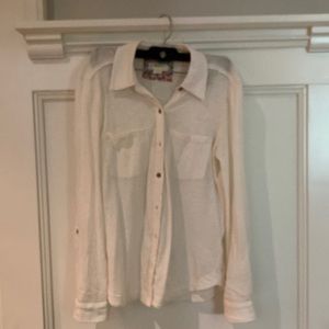 Beige long sleeved shirt: Anthropologie size S